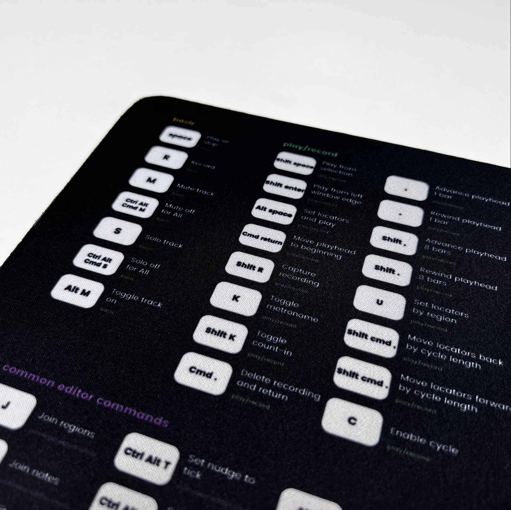 Logic Pro / X Shortcuts Mousepad - Musiciangoods