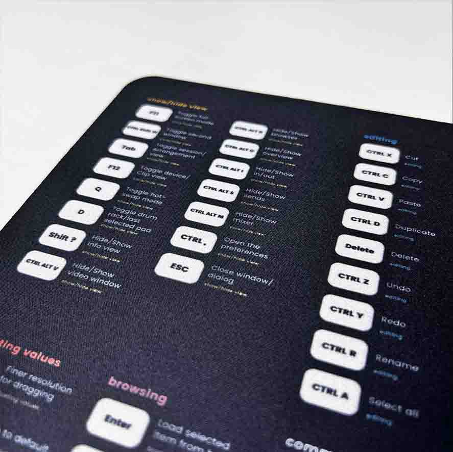 Ableton Live Keyboard Shortcuts Mousepad - Musiciangoods