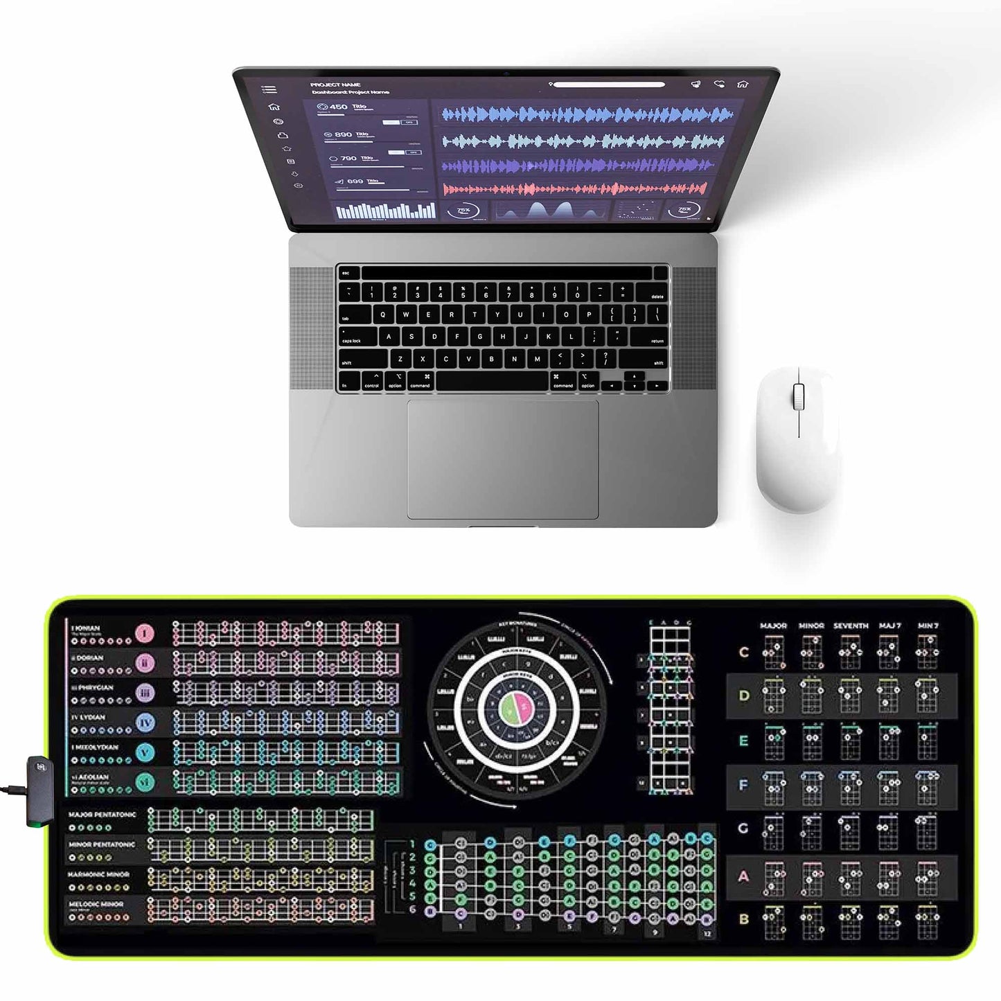 Bass Guitar Theory Cheat Sheet Mousepad - Musiciangoods