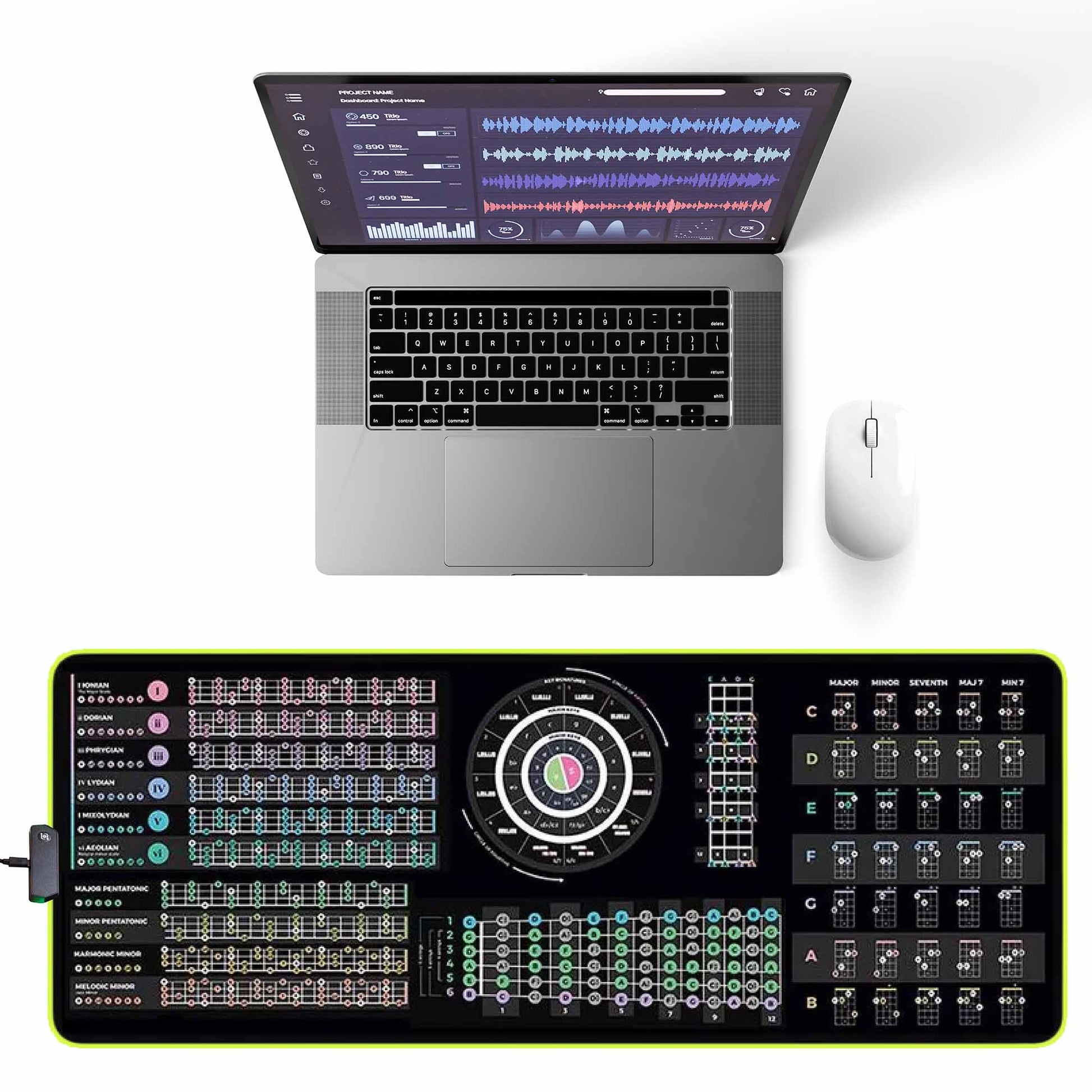 Bass Guitar Theory Cheat Sheet Mousepad - Musiciangoods