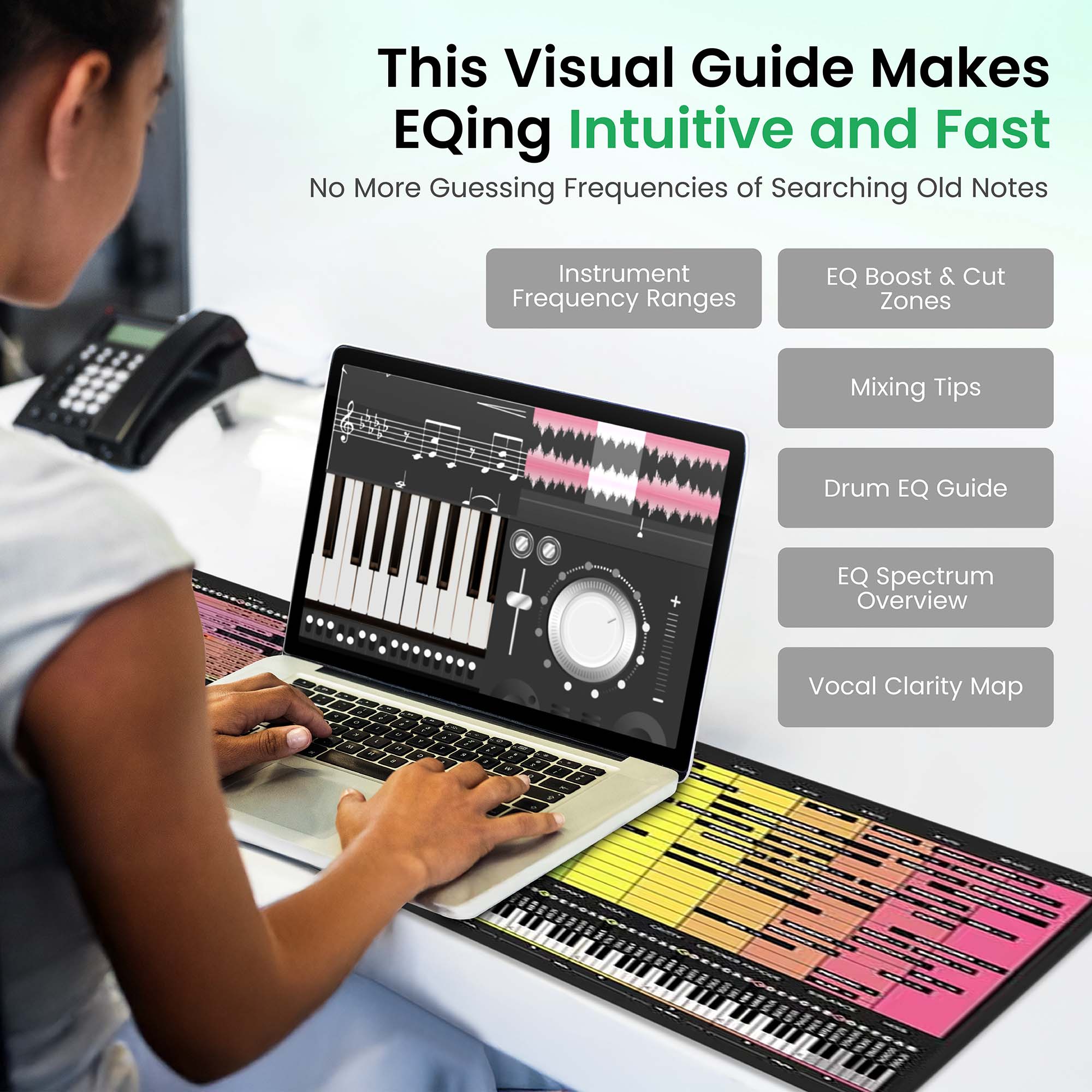 メンズウェア MARK&LONA Union Frequency SET UP EQ Instrument Frequency Cheat Sheet Mousepad – Musiciangoods