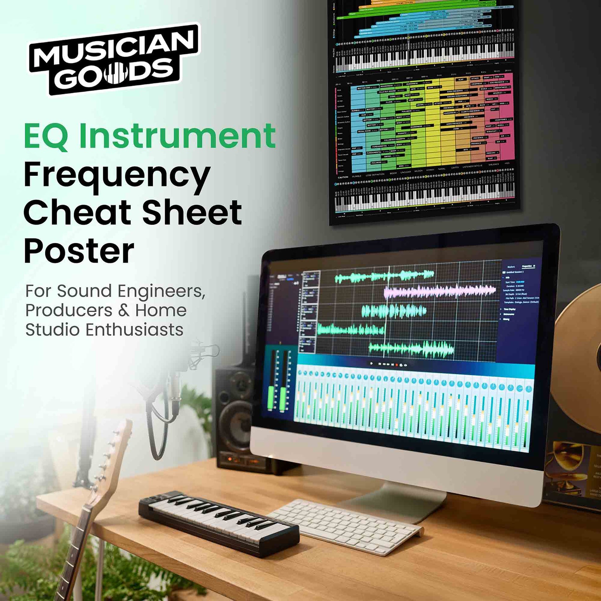 Instrument Frequency Cheat Sheet Poster - Musiciangoods